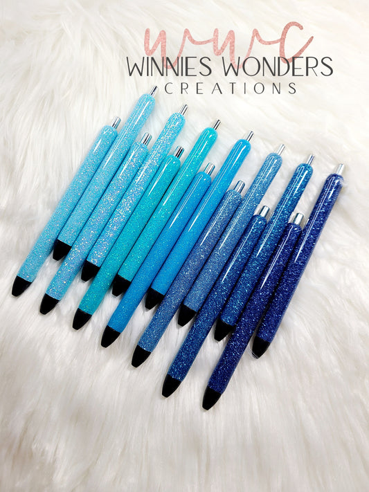 Blue Glitter Pens