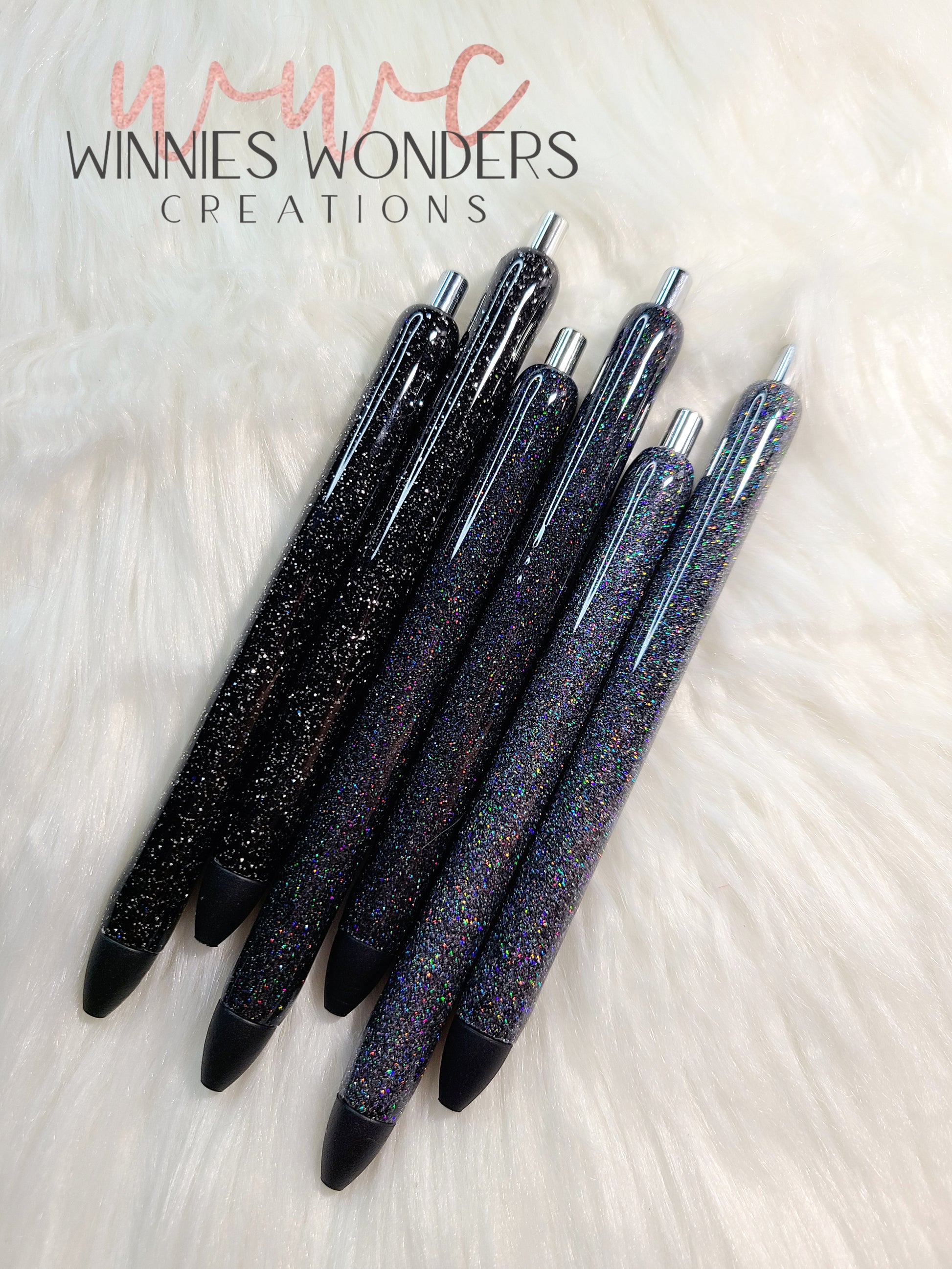 Black Glitter Pens