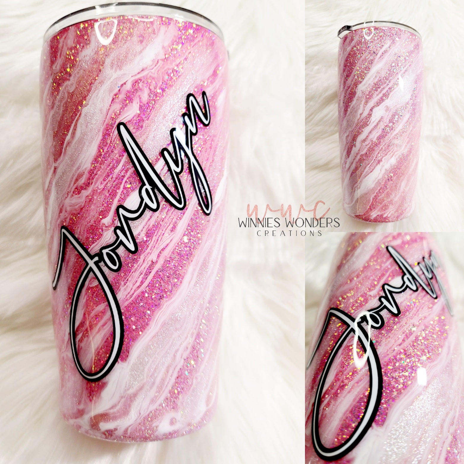 Pink Swirl Tumbler Cup, Light Pink Galaxy Cup, Milky Way Swirl Tumbler Cup,  Personalized Peach Galaxy Cup, Starry Pink Glitter Tumbler 