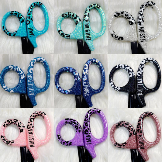 Glittered HALF Leopard Trauma Shears
